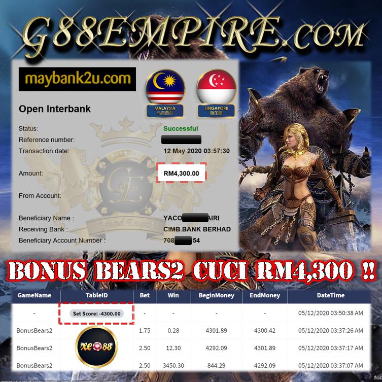 MEMBER MAIN BONUS BEARS2 CUCI RM4,300!!!