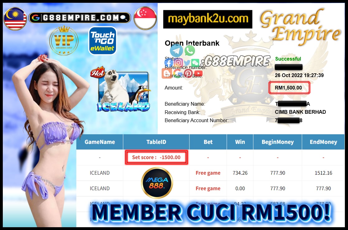 MEGA888 ICELAND CUCI RM1500!