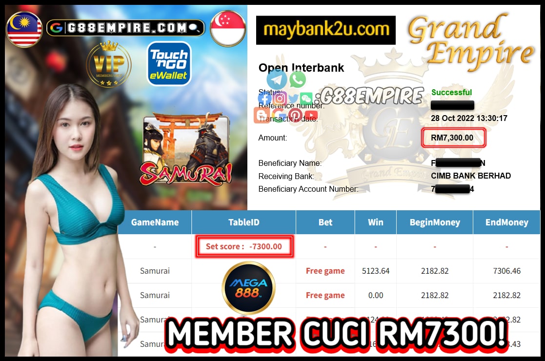 MEGA888 SAMURAI CUCI RM3700!