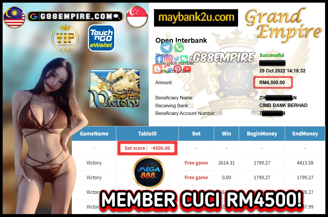 MEGA888 VICTORY CUCI RM4500!