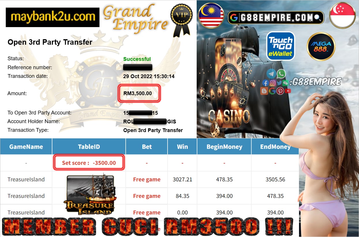 MEGA888 - TREASUREISLAND CUCI RM3500 !!!