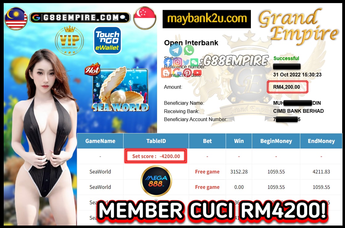 MEGA888 SEAWORLD CUCI RM4200!