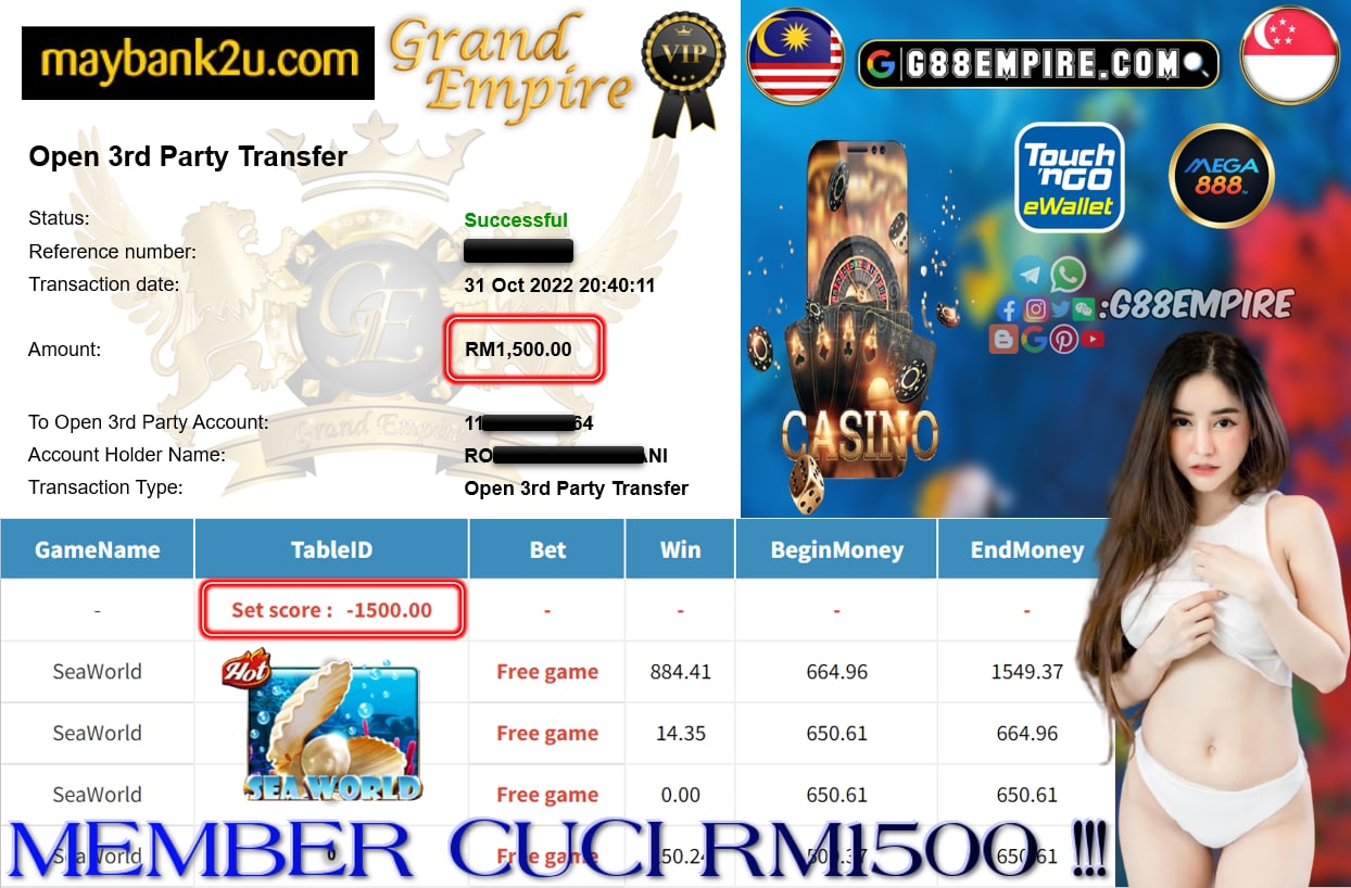 MEGA888 - SEAWORLD CUCI RM1500 !!!