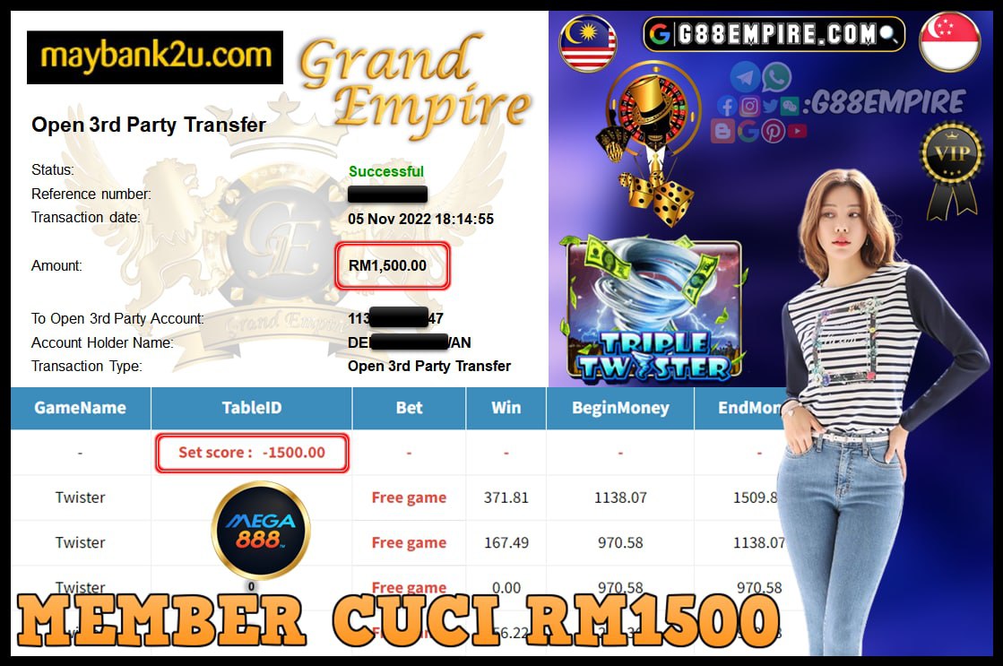 MEGA888 TWISTER CUCI RM1,500