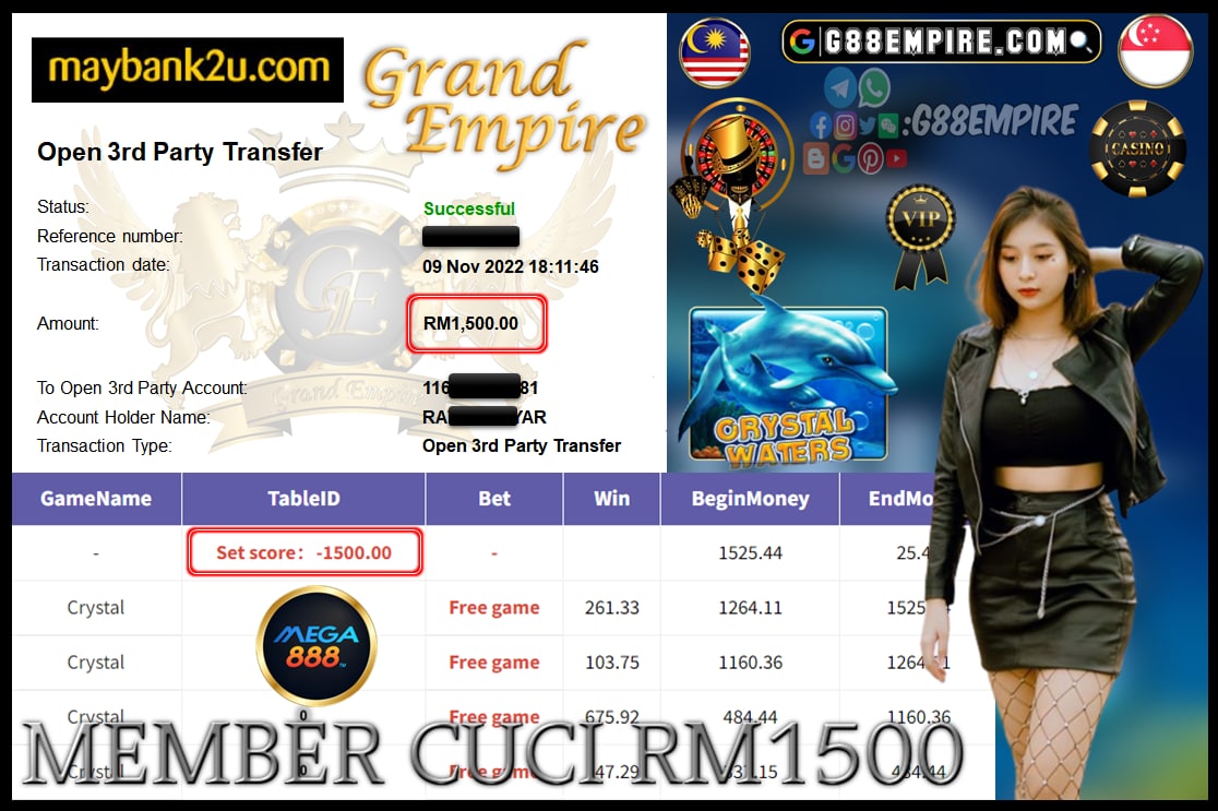 MEGA888 CRYSTAL CUCI RM1,500