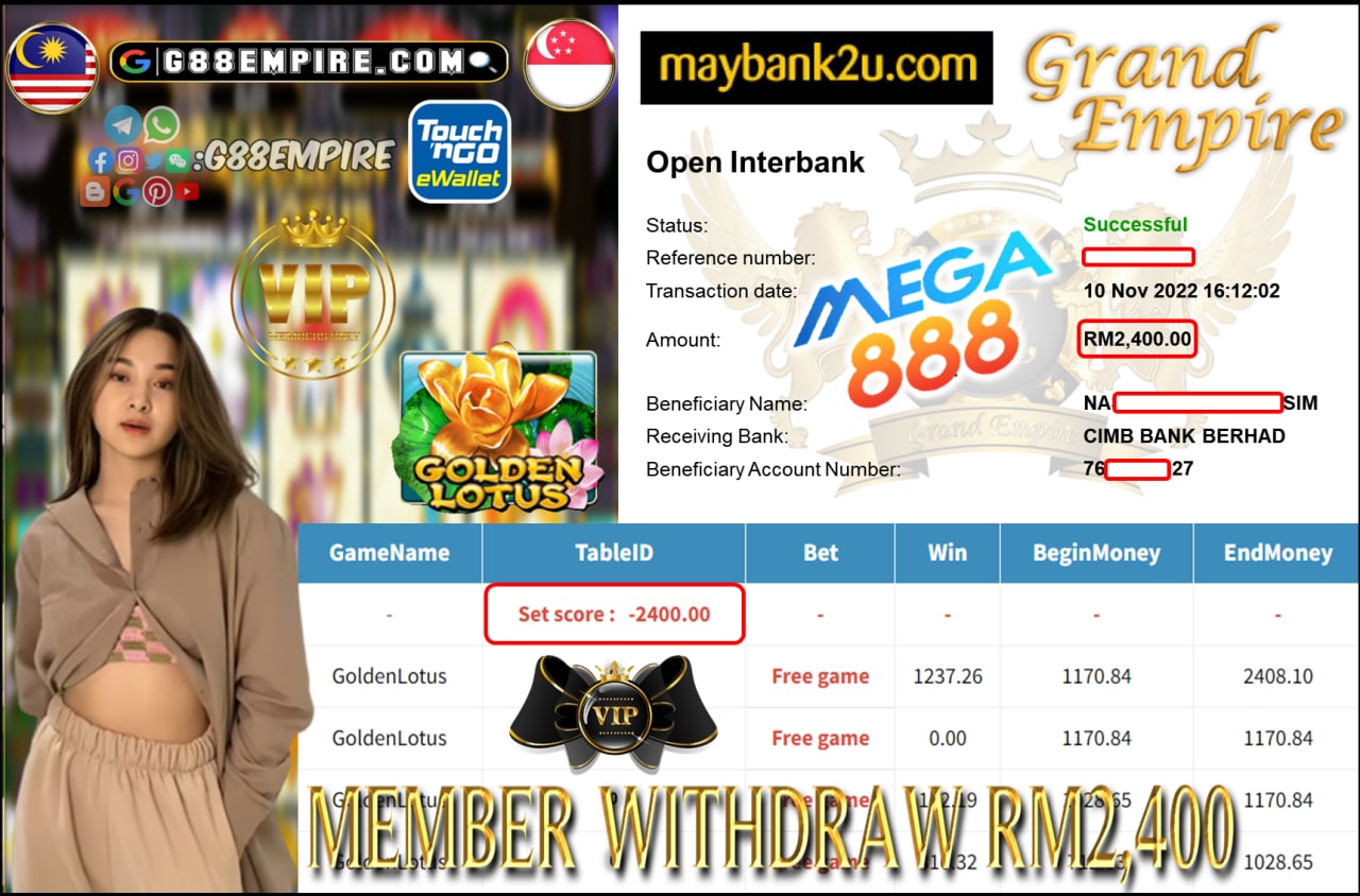 MEGA888 - GOLDENLOTUS CUCI RM2,400