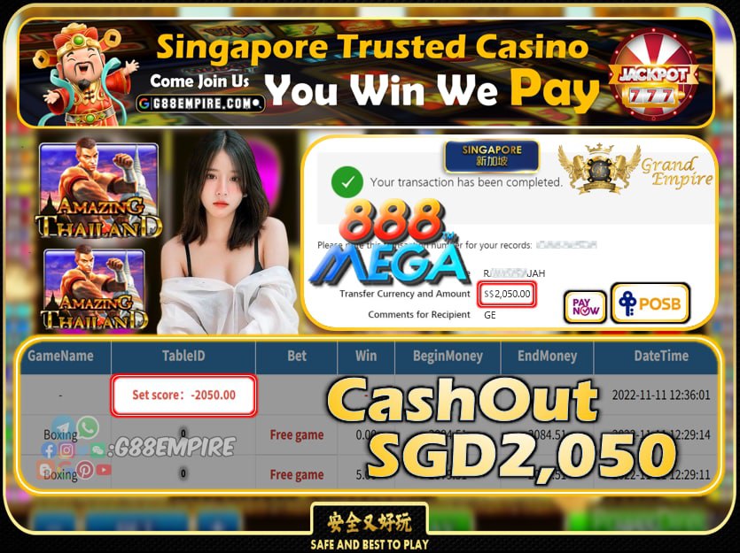 MEGA888 ~ BOXING CASHOUT SGD2050 !!!