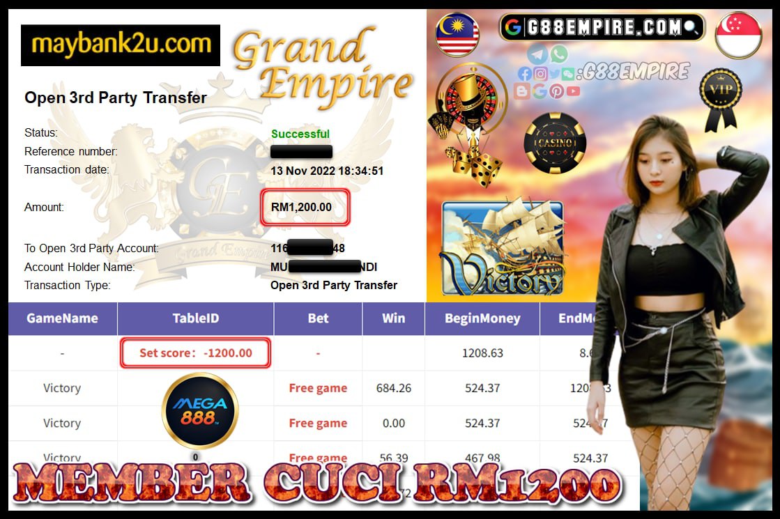 MEGA888 VICTORY CUCI RM1,200