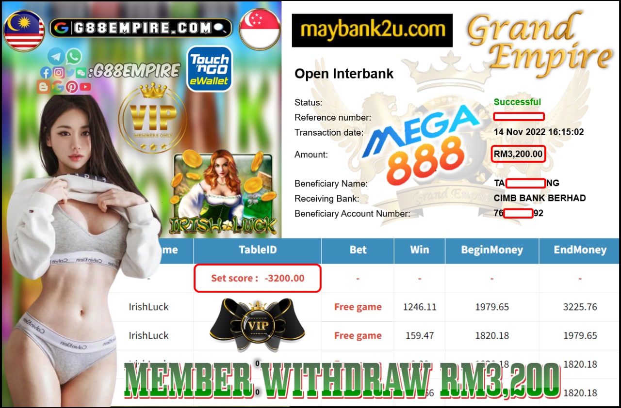 MEGA888 - IRISHLUCK CUCI RM3,200