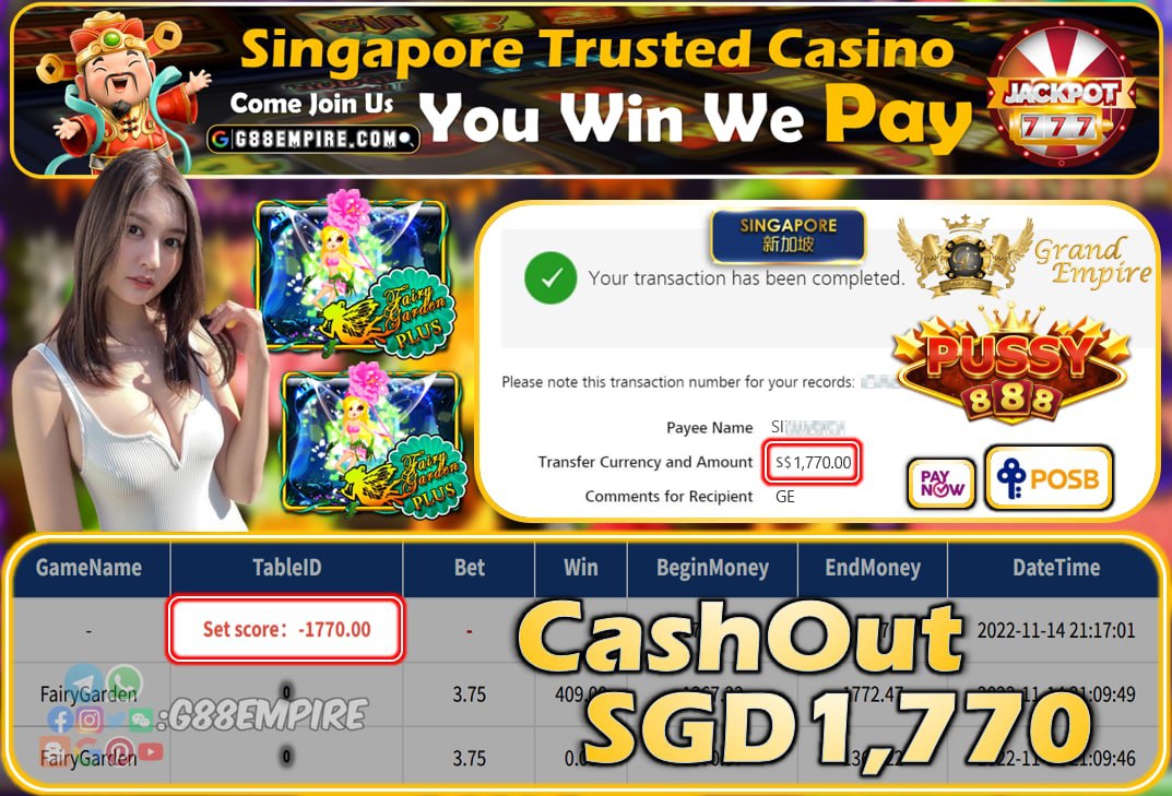 PUSSY888 ~ FAIRYGARDEN CASHOUT SGD1770!!!