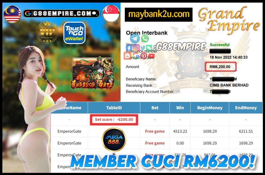 MEGA888 EMPERORGATE CUCI RM6200!