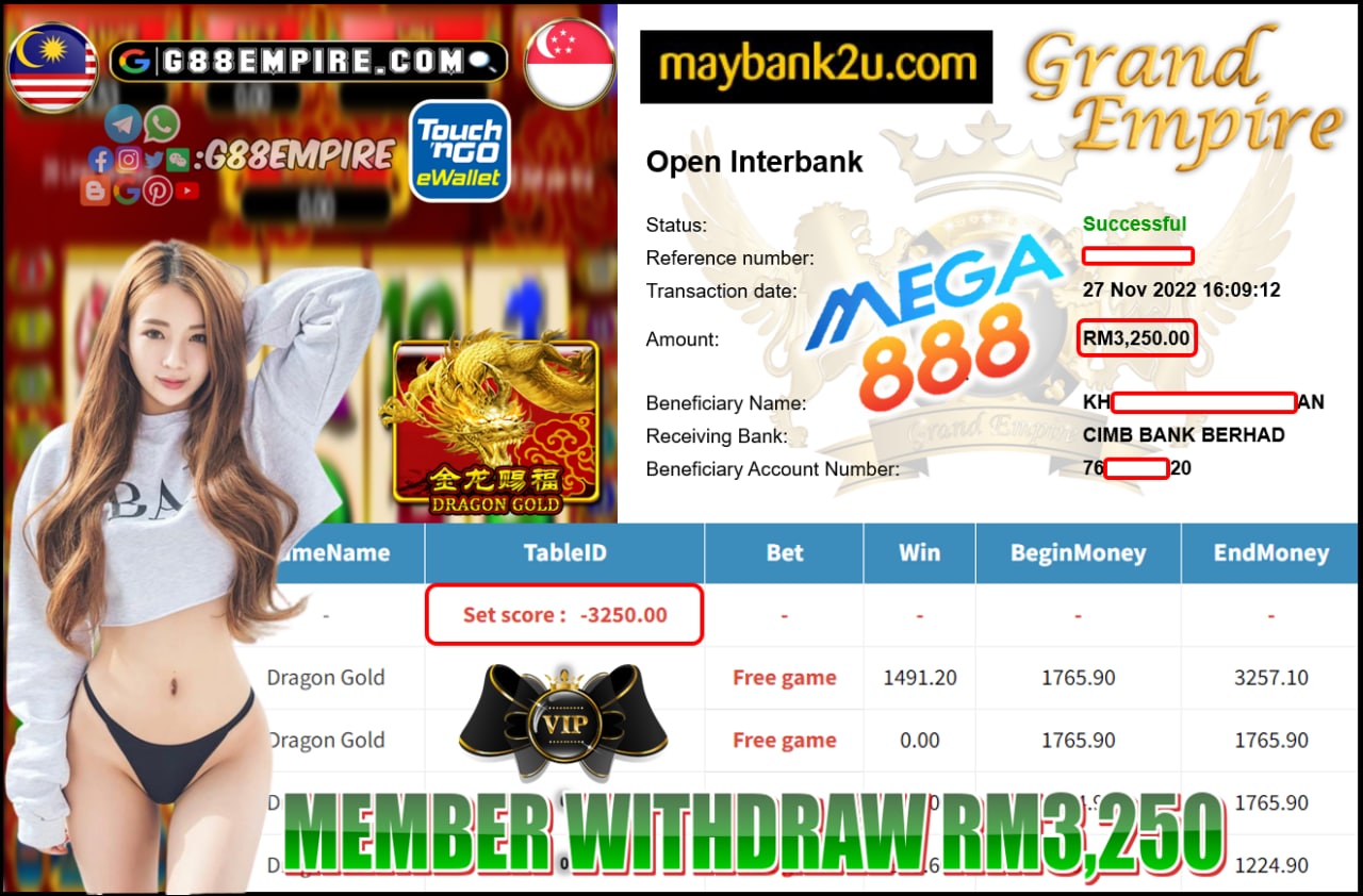 MEGA888 - DRAGON GOLD CUCI RM3,250