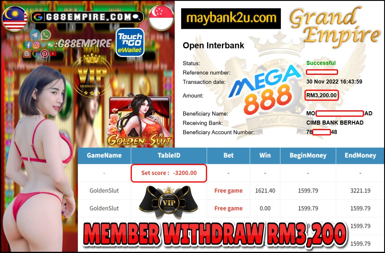 MEGA888 - GOLDENSLUT CUCI RM3,200