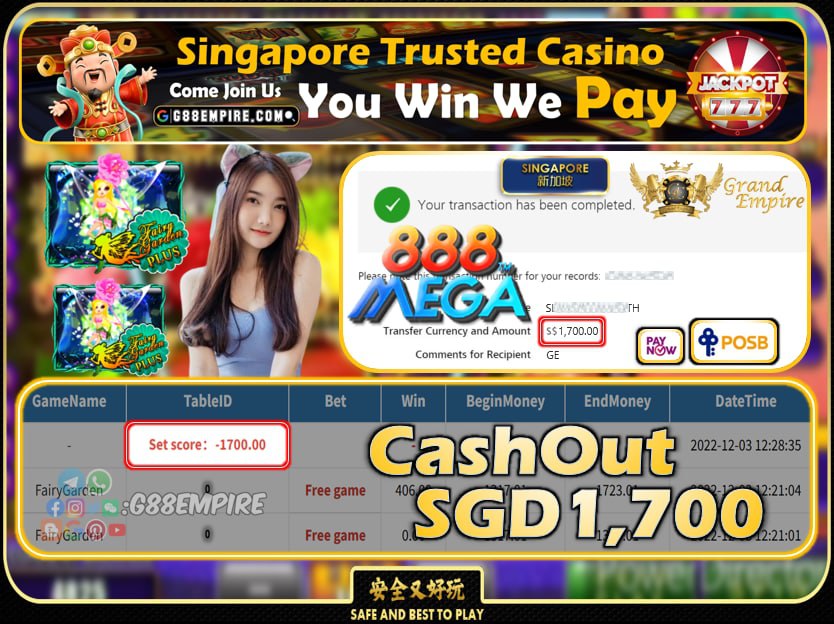 MEGA888 ~ FAIRYGARDEN CASHOUT SGD1700 !!!