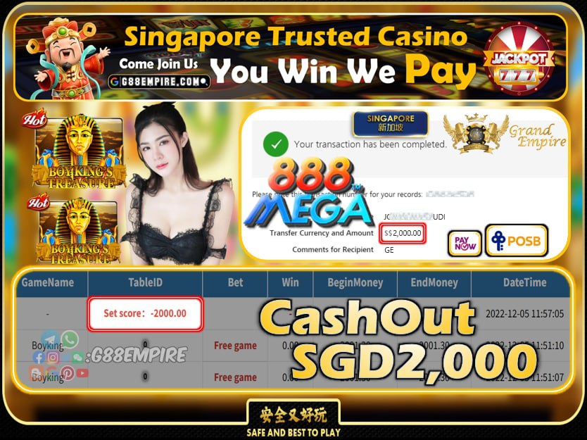 MEGA888 ~ BOYKING CASHOUT SGD2000 !!!