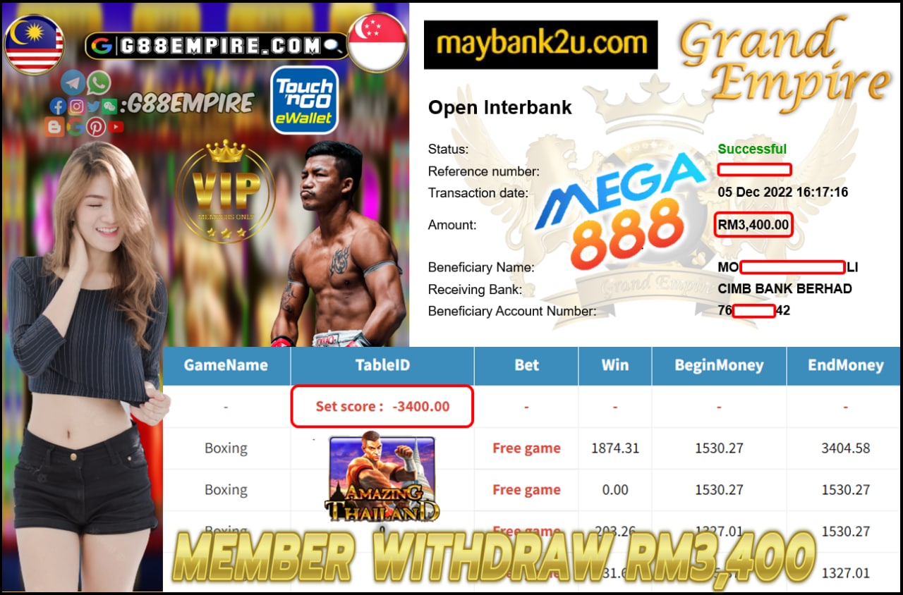 MEGA888 - AMAZINGTHAILAND CUCI RM3,400