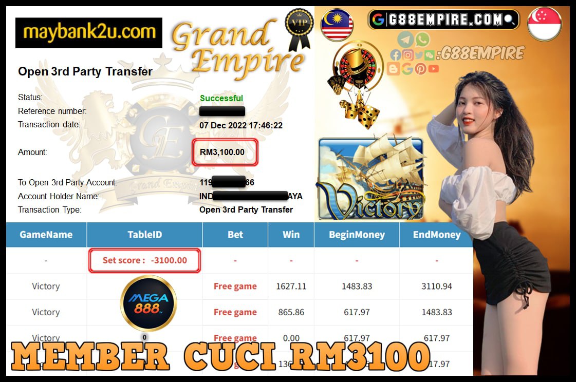 MEGA888 VICTORY CUCI RM3,100