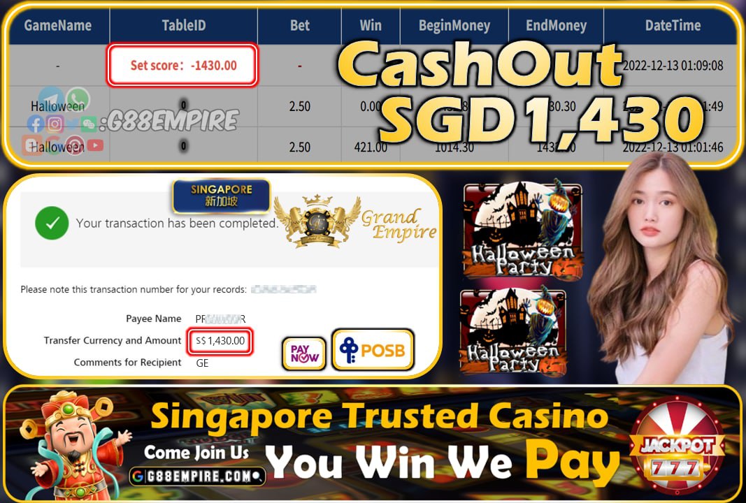 MEGA888 ~ HALLOWEEN CASHOUT SGD1430!!!