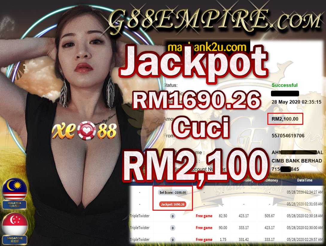MEMBER MAIN TRIPLETWITER DAPAT JACKPOT CUCI RM2,100!!!