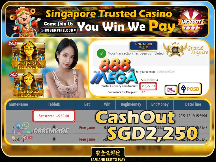 MEGA888 ~ BOYKING CASHOUT SGD2250 !!!