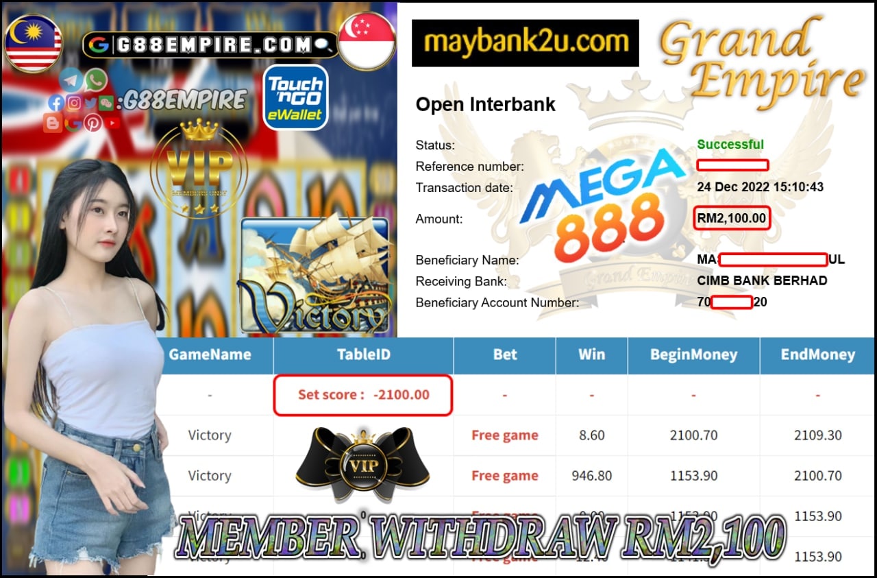 MEGA888 - VICTORY CUCI RM2,100