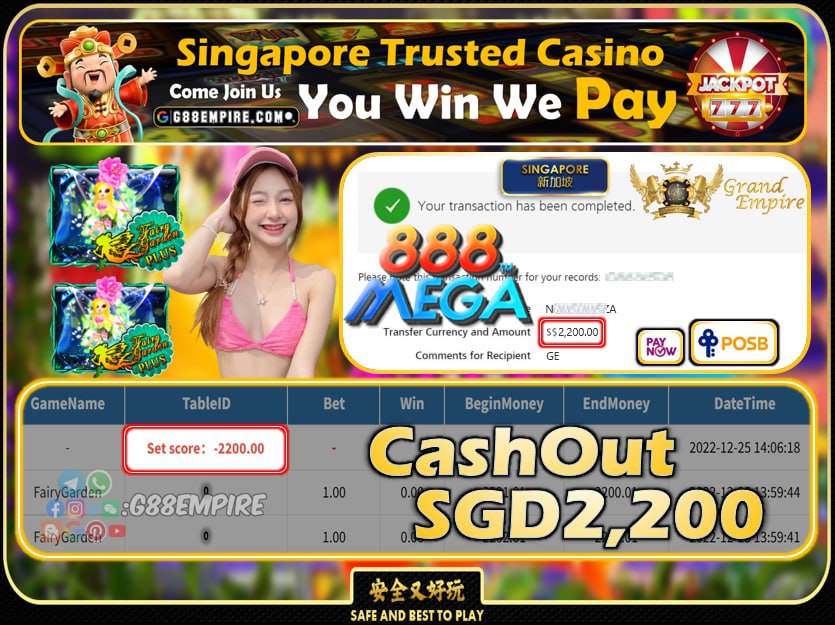 MEGA888 ~ FAIRYGARDEN CASHOUT SGD2200 !!!