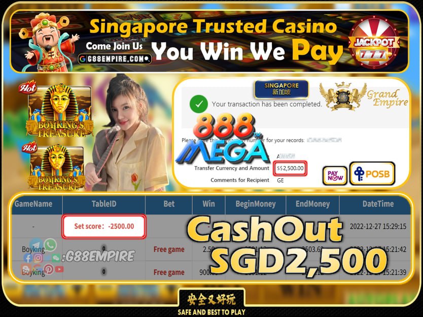 MEGA888 ~ BOYKING CASHOUT SGD2500 !!!