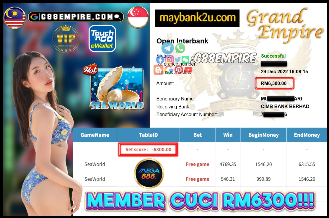 MEGA888 SEAWORLD CUCI RM6300!!!