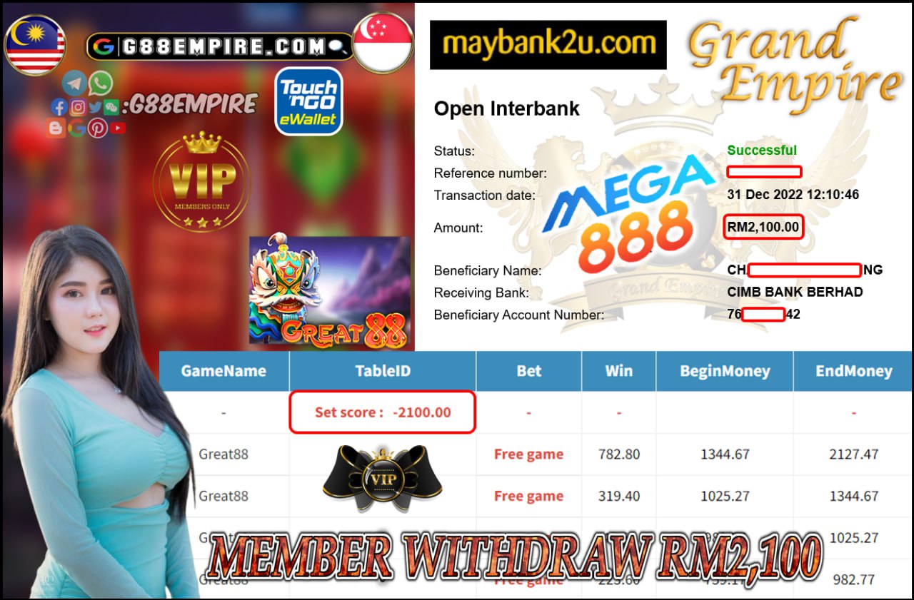 MEGA888 - GREAT88 CUCI RM2,100 !!!!