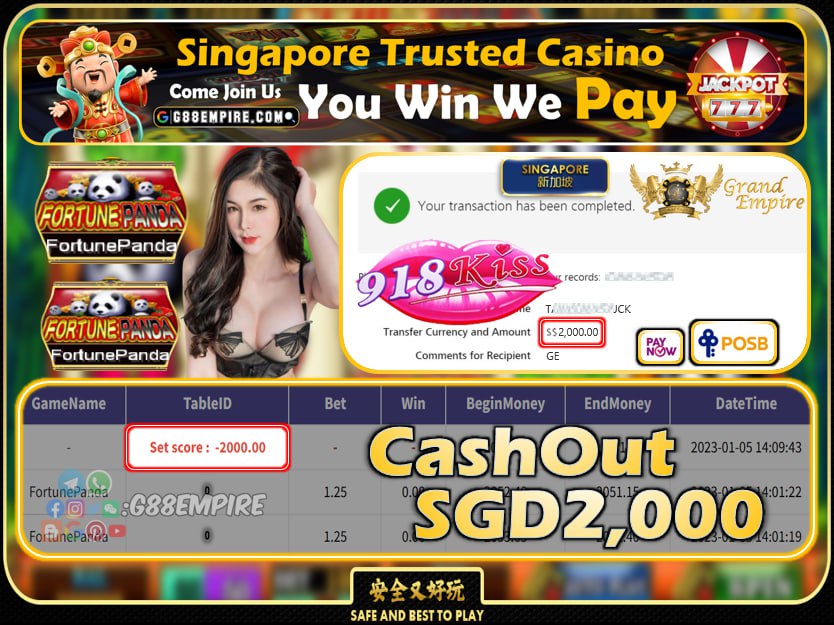 918KISS ~ PANDA CASHOUT SGD2000 !!!