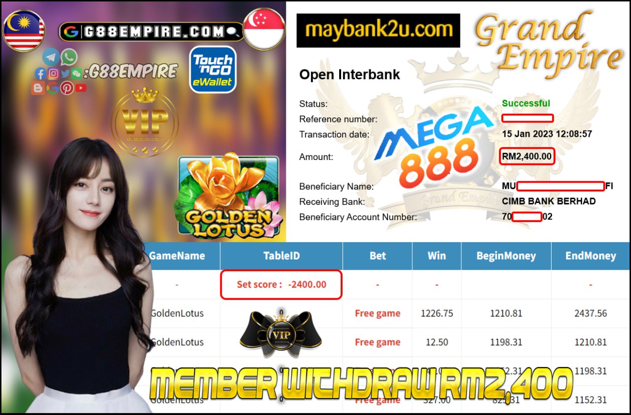 MEGA888 - GOLDENLOTUS CUCI RM2,400