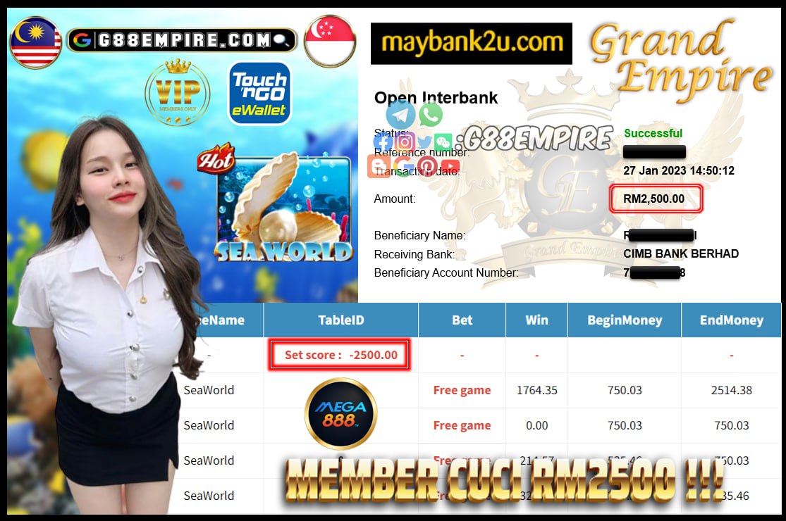 MEGA888 SEAWORLD CUCI RM2500 !!!