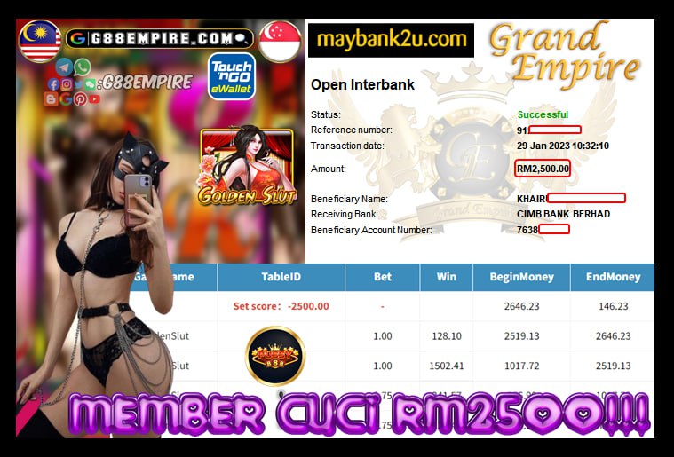 MEGA888 - GOLDENSLUT CUCI RM2,500 !!!!!