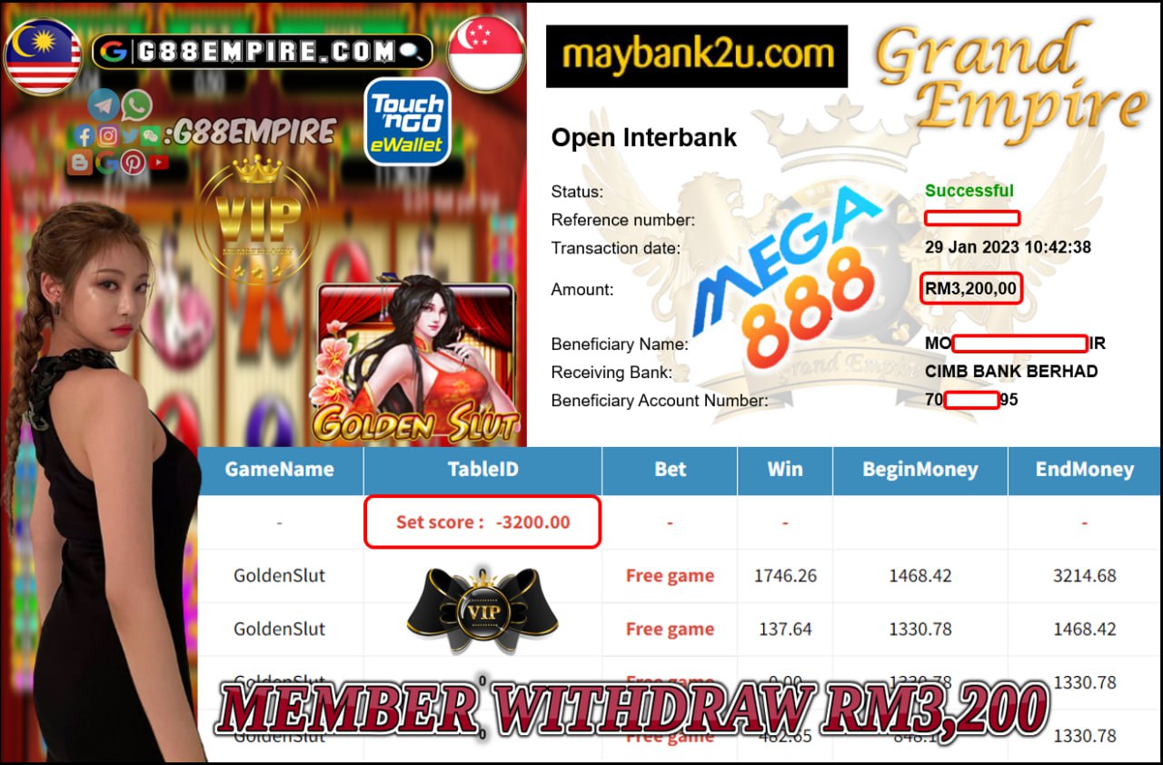 MEGA888 - GOLDENSLUT CUCI RM3,200