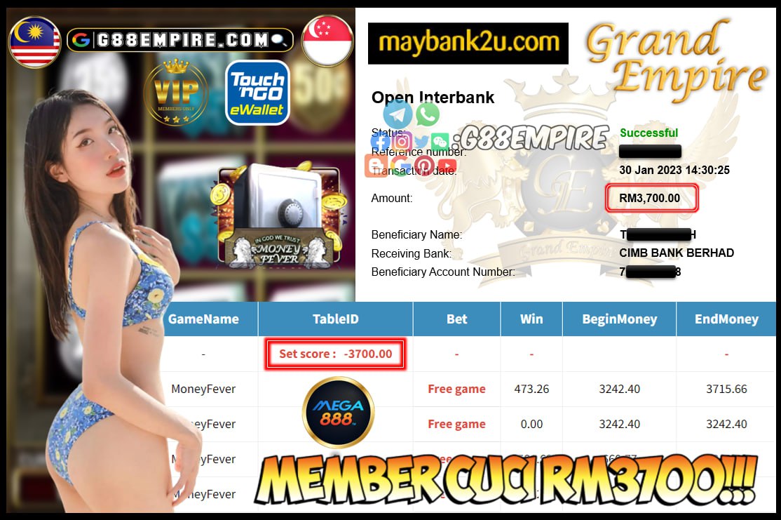 MEGA888 MONEYFEVER CUCI RM3700!!!