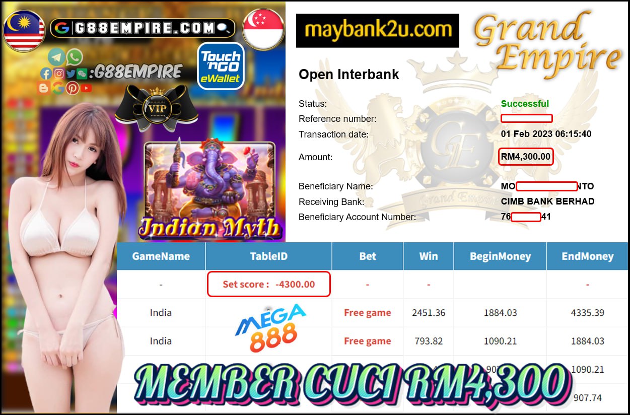 MEGA888 INDIAN MYTH CUCI RM4,300