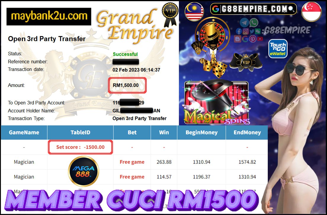 MEGA888 MAGICALSPIN CUCI RM3,300