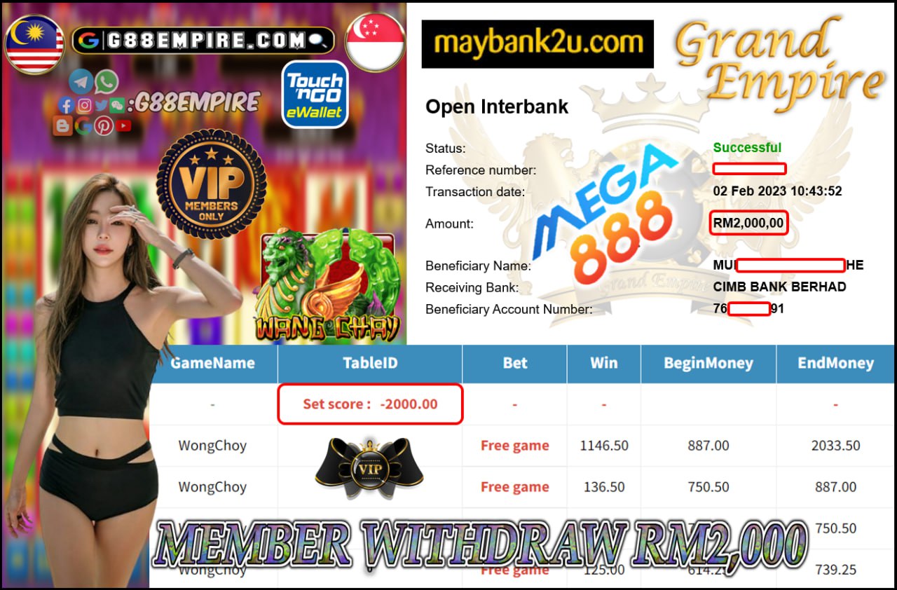 MEGA888 - WONGCHOY CUCI RM2,000