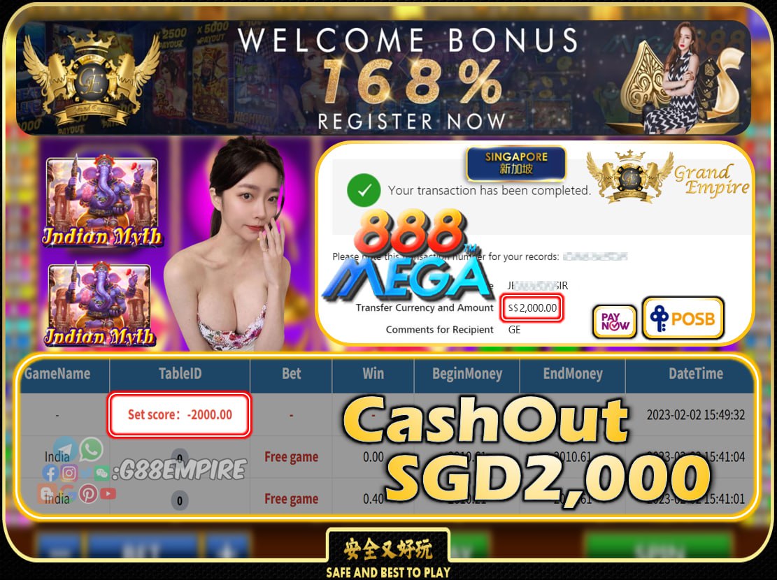 MEGA888 ~ INDIA CASHOUT SGD2000 !!!