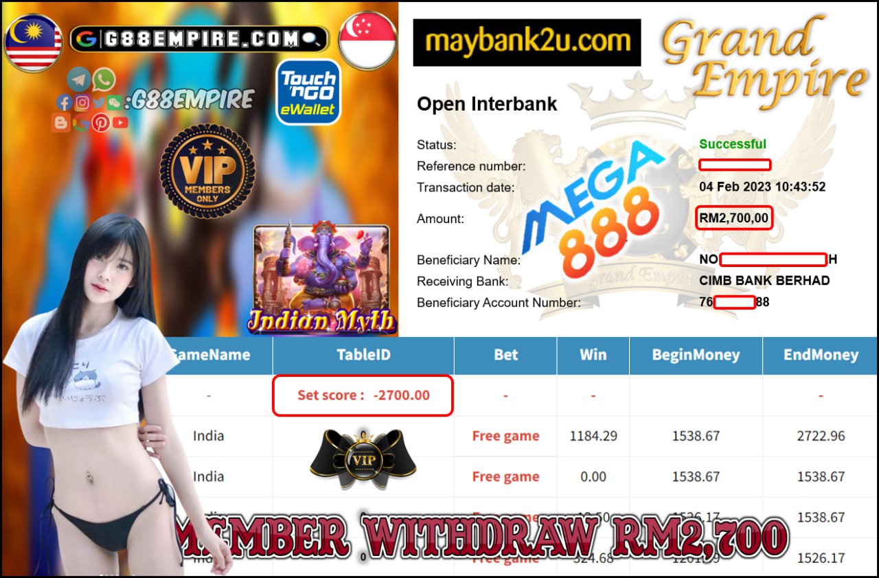 MEGA888 - INDIAN MYTH CUCI RM2,700