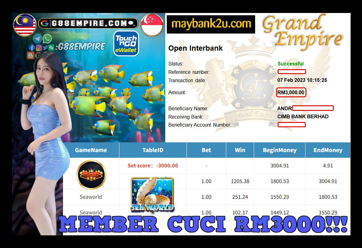 PUSSY888 SEAWORLD CUCI RM3,000