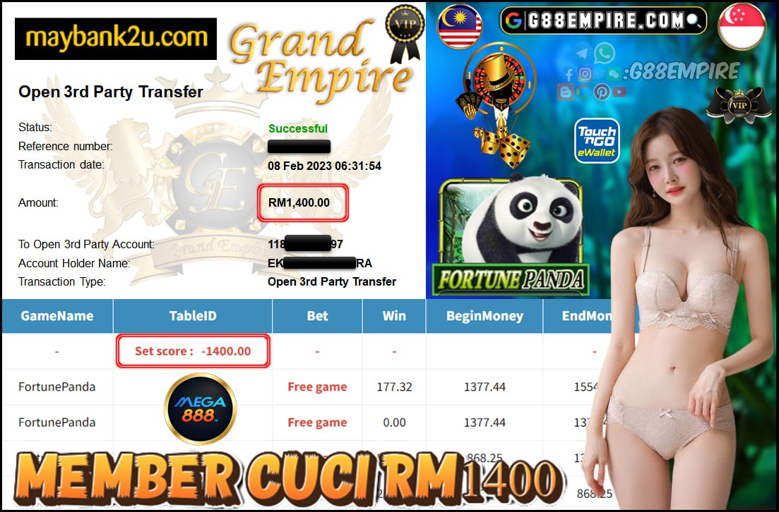 MEGA888 FORTUNEPANDA CUCI RM1,400