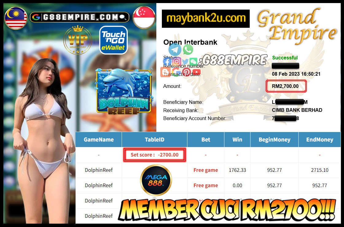 MEGA888 DOLPHINREEF CUCI RM2700!!!