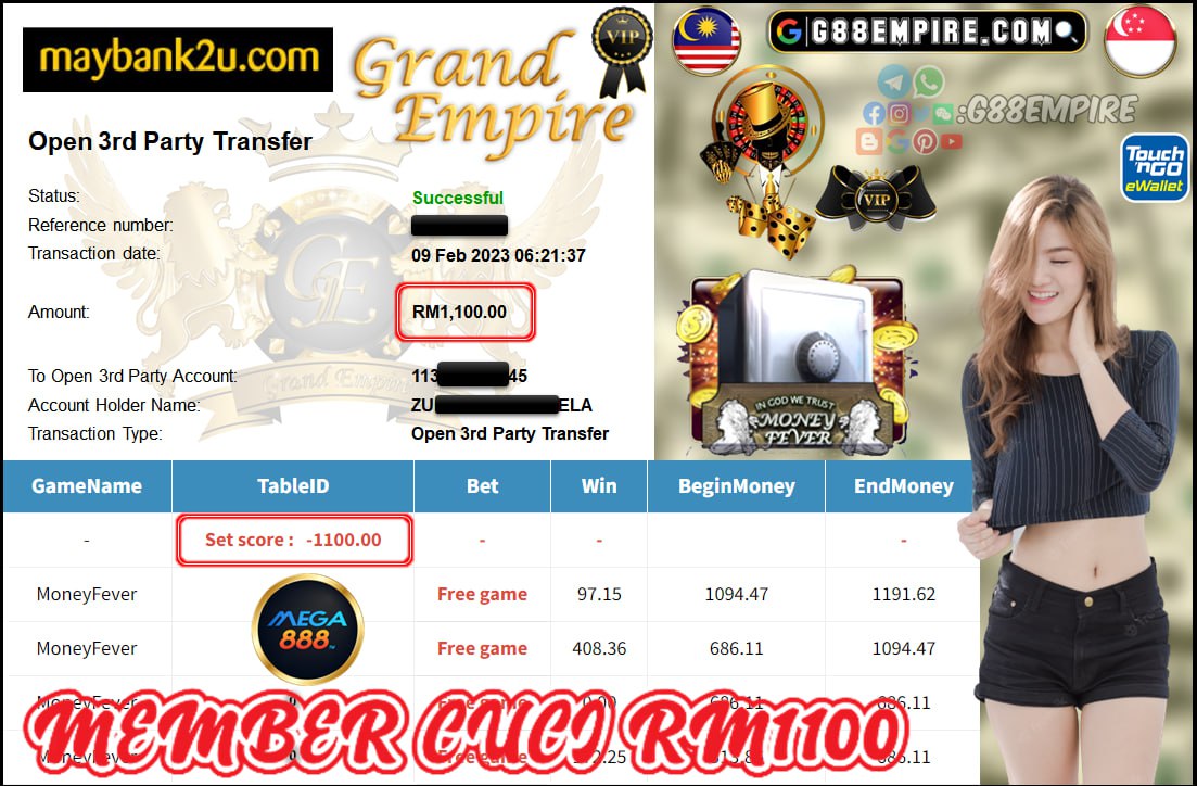 MEGA888 MONEYFEVER CUCI RM1100