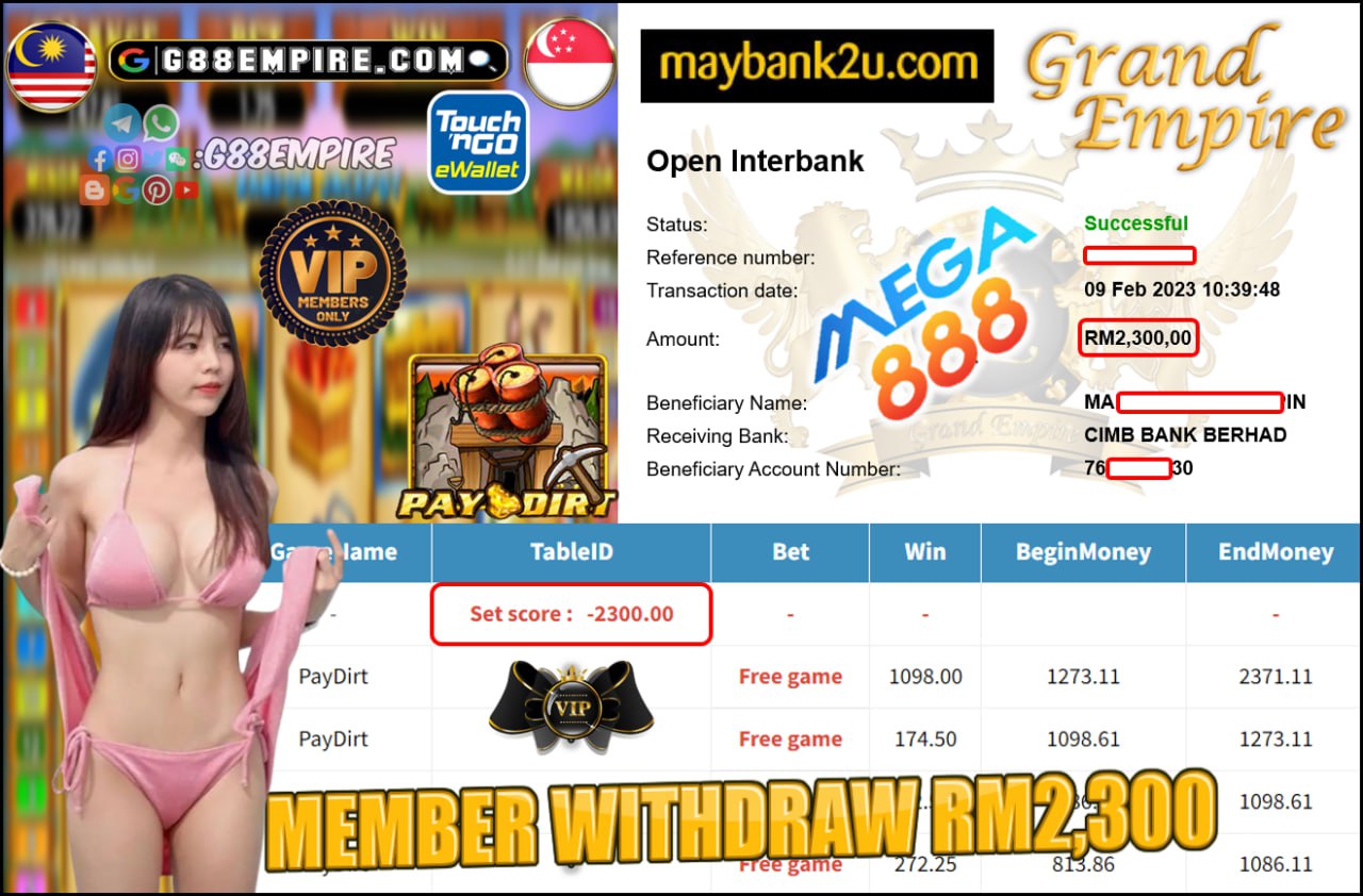 MEGA888 - PAYDIRT CUCI RM2,300