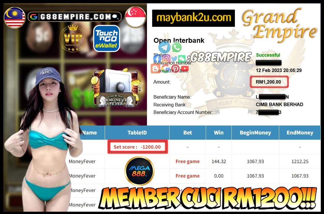 MEGA888 MONEYFEVER CUCI RM1200!!!