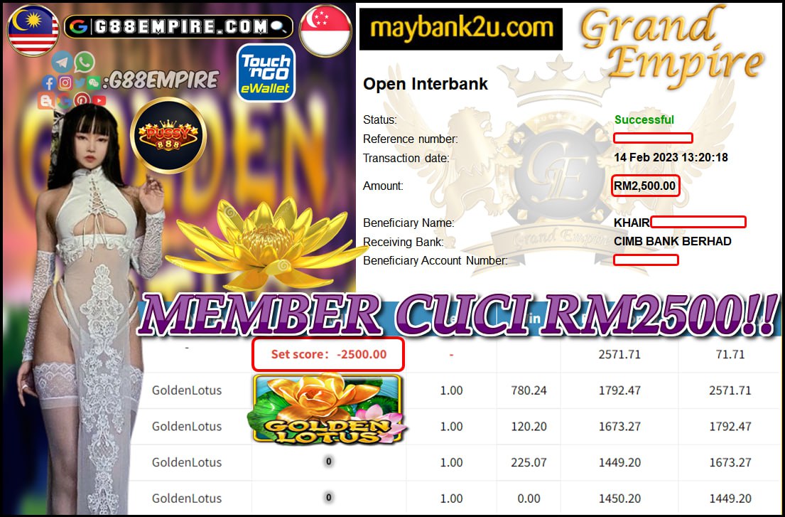 PUSSY888 GOLDENLOTUS CUCI RM2,500