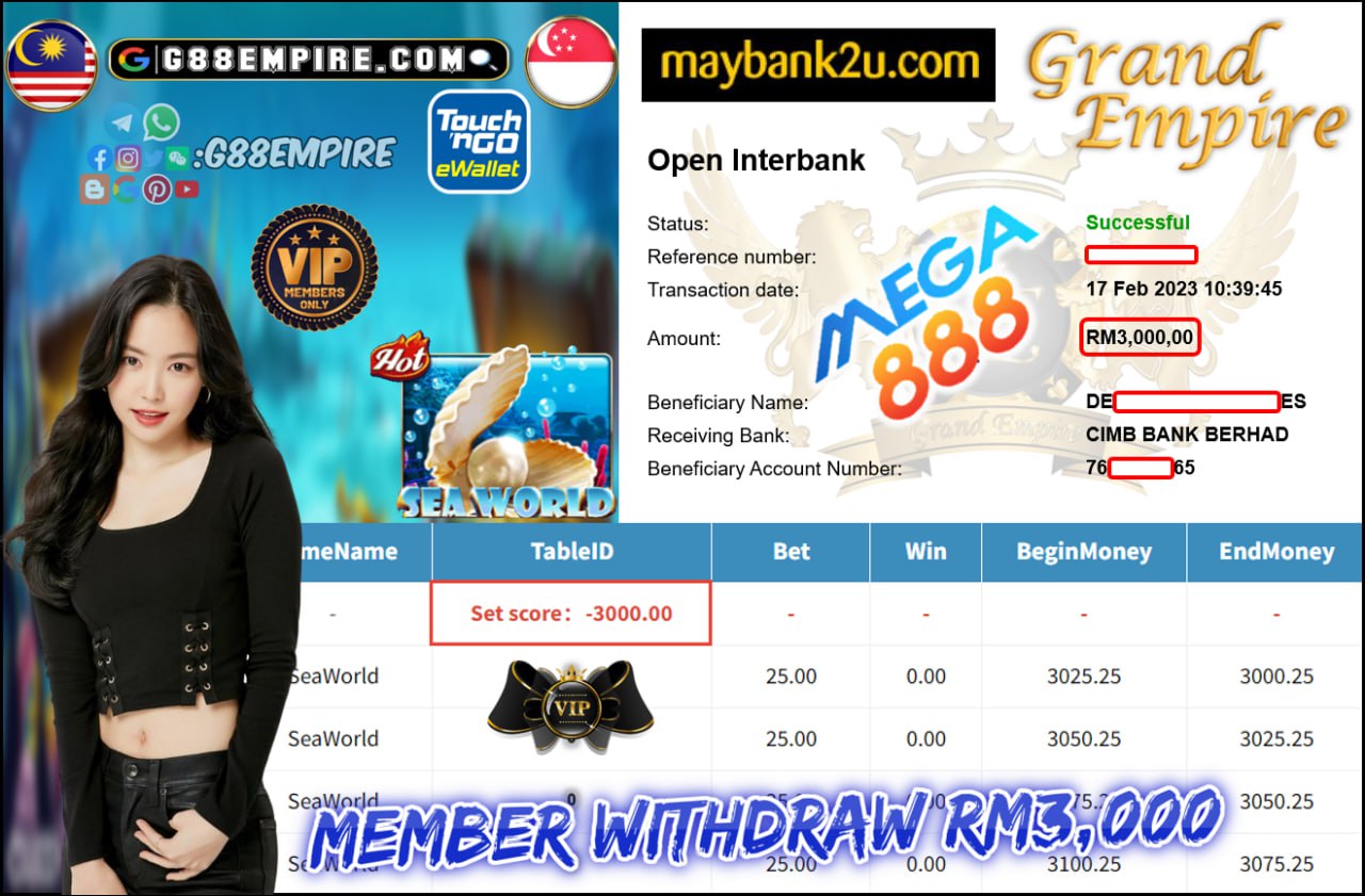 MEGA888 - SEAWORLD CUCI RM3,000