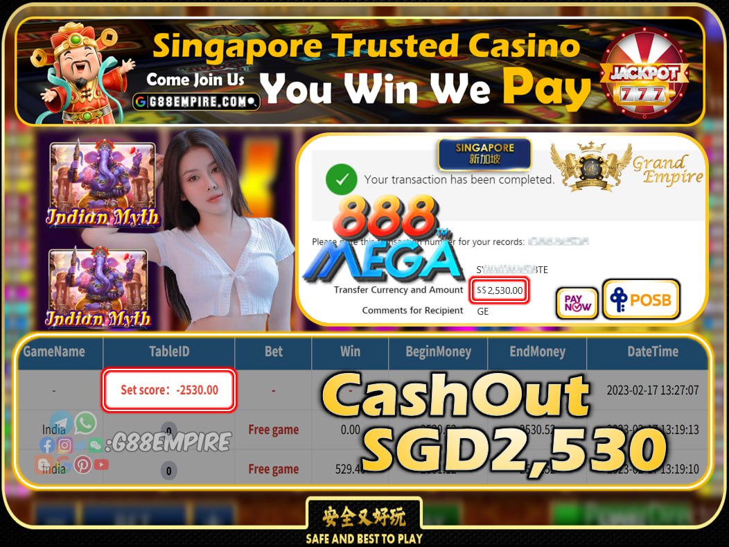 MEGA888 ~ INDIA CASHOUT SGD2530 !!!