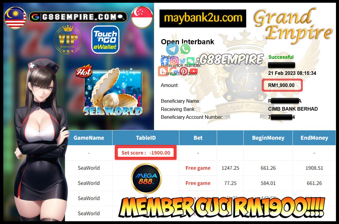 MEGA888 SEAWORLD CUCI RM1900!!!